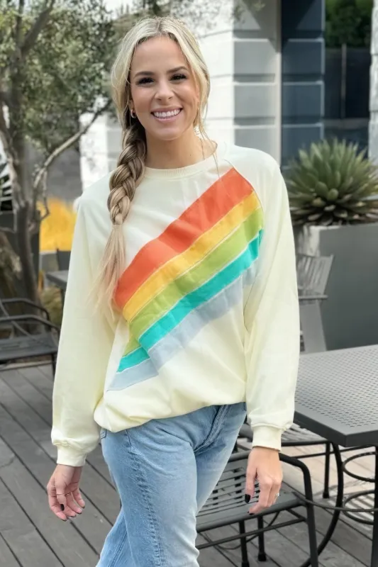 Penelope Striped Pullover Sweatshirt - Apricot / M - 8/10 made by Threaded Pear