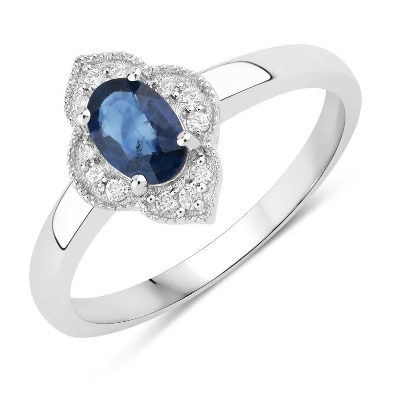 Fine Color Jewels 0.64 Ct Genuine Blue Sapphire and Lab Grown Diamond Silver Ring made by Zulily