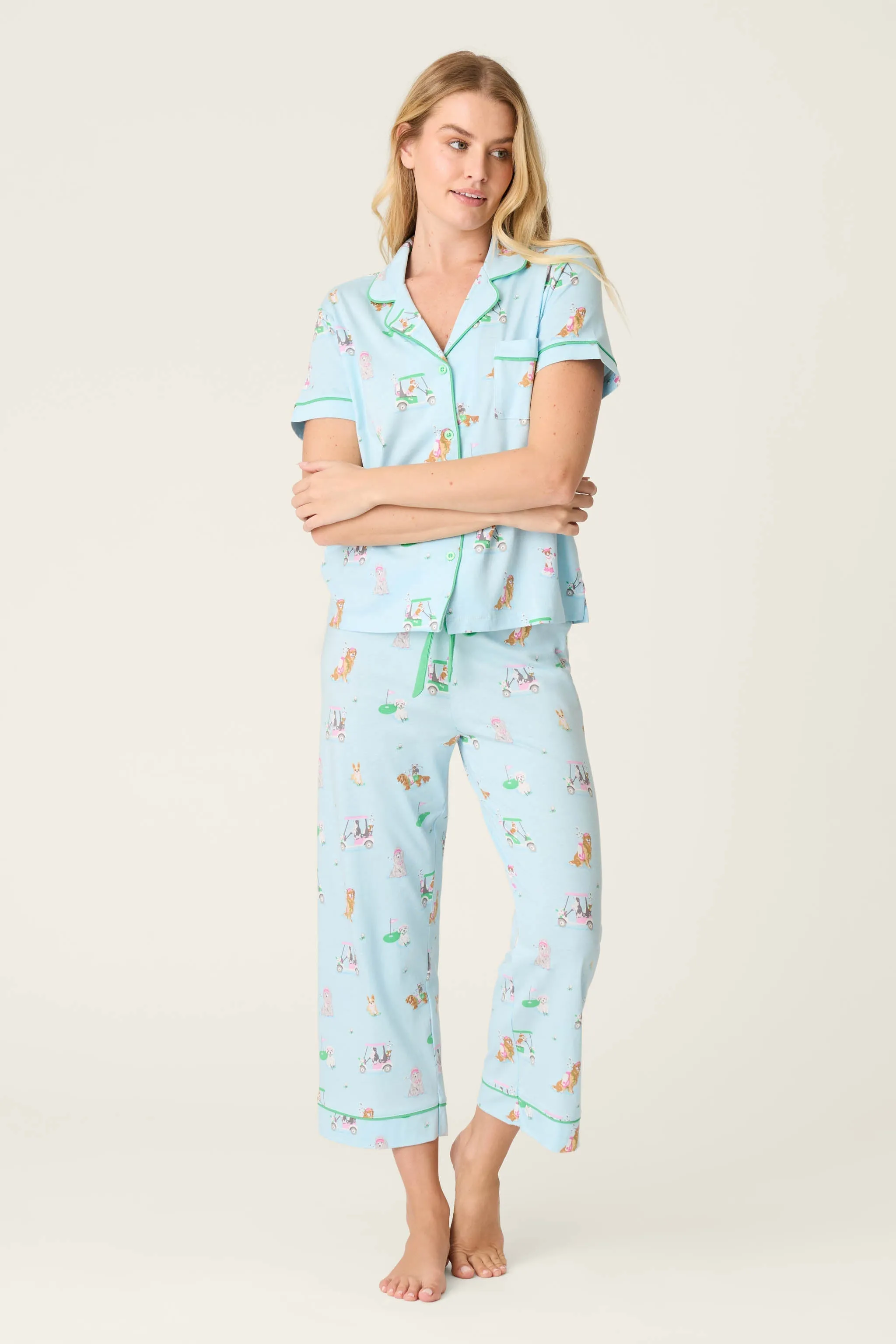 Whimsy Putter Pup Cropped PJ Set sold by Zulily