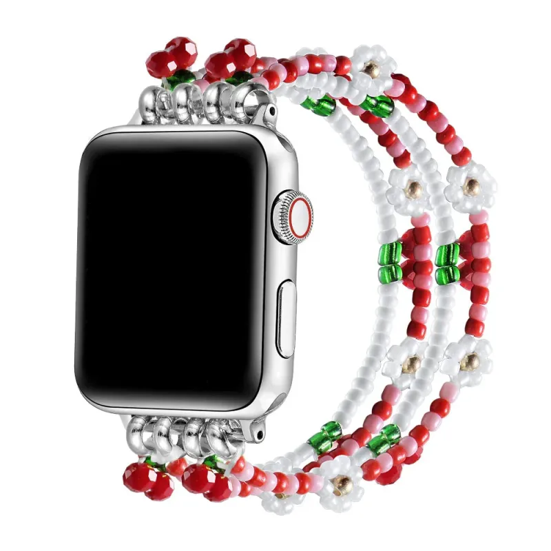 Cherry Beaded Band for Apple Watch made by Zulily