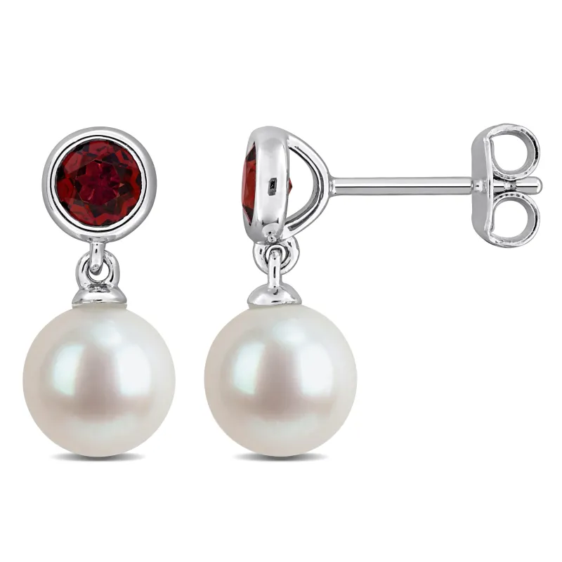 Sofia B. Cultured Freshwater Pearl 3/5ct TGW Citrine Station Drop Earrings Sterling Silver made by Zulily