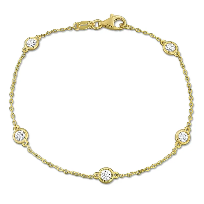 Sofia B. 3/4ct TW Lab-Grown Diamond Station Bracelet Yellow Plated Sterling Silver made by Zulily