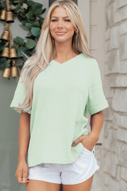 Threaded Pear Willow Short Sleeve Knit Top made by Threaded Pear