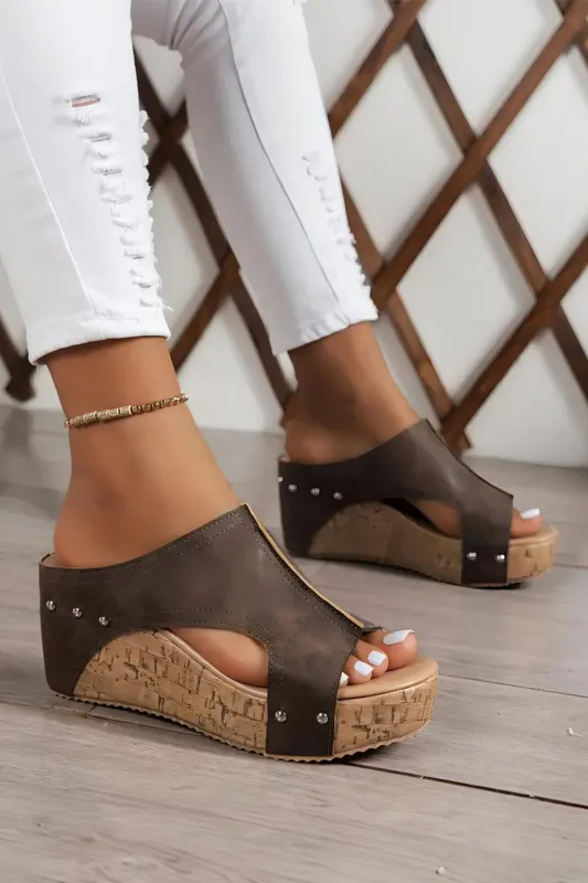 Threaded Pear Skylar Pu Leather Wedge Slippers made by Threaded Pear