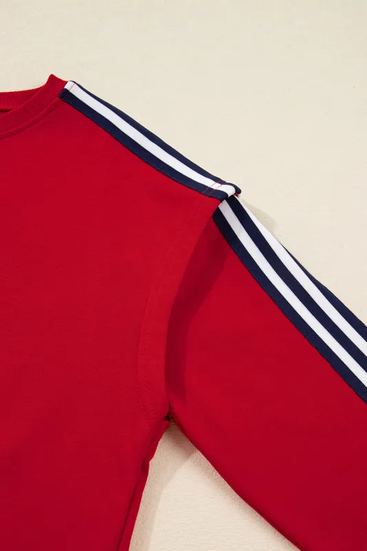 Threaded Pear Seramya Striped Detail Varsity Sweatshirt made by Threaded Pear