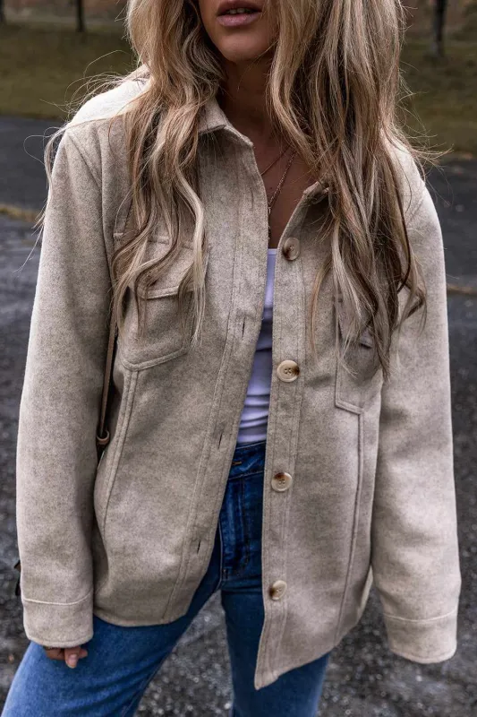 Threaded Pear Sadie Flap Pockets Buttoned Shacket made by Threaded Pear