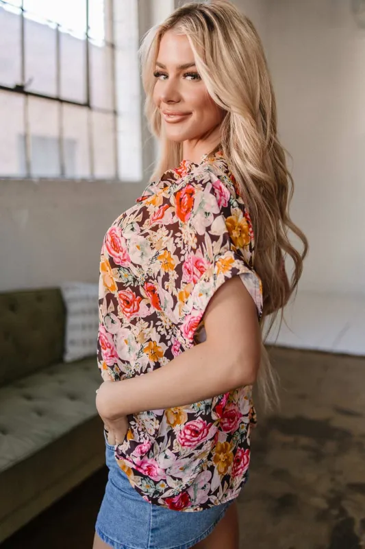Threaded Pear Rhea Floral Crew Neck Blouse made by Threaded Pear