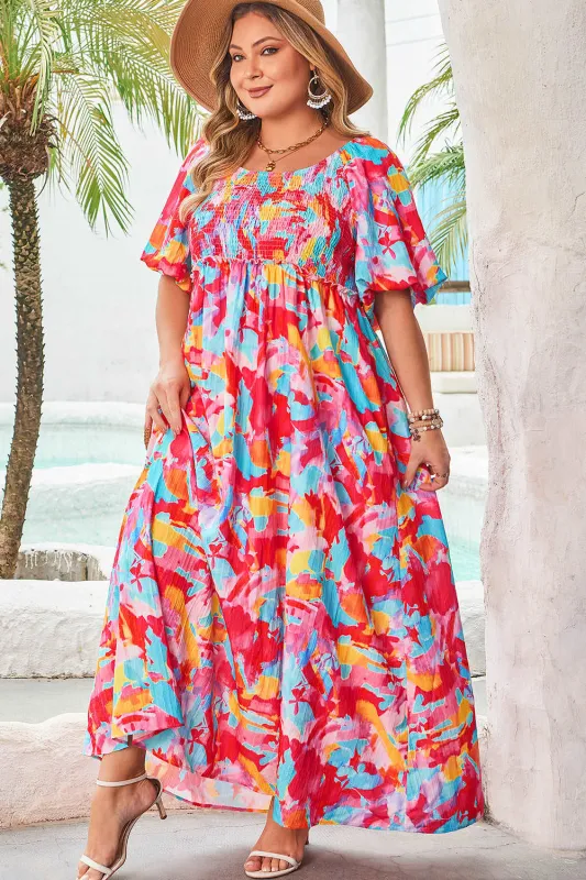 Threaded Pear Rachel Plus Size Puff Sleeve Square Neck Dress made by Threaded Pear