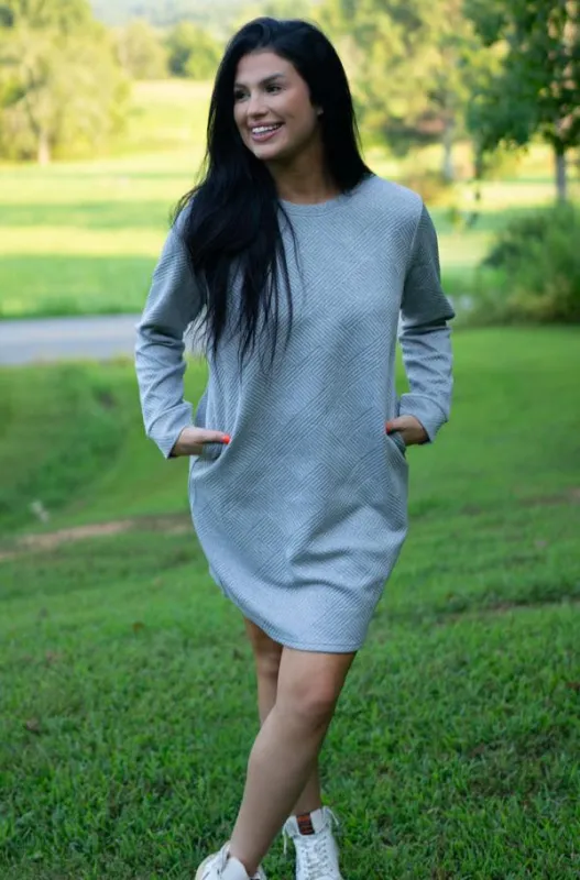 Threaded Pear Quincy Textured Long Sleeve Dress made by Threaded Pear