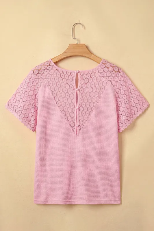 Threaded Pear Nyomi Cutout Waffle Knit Blouse made by Threaded Pear