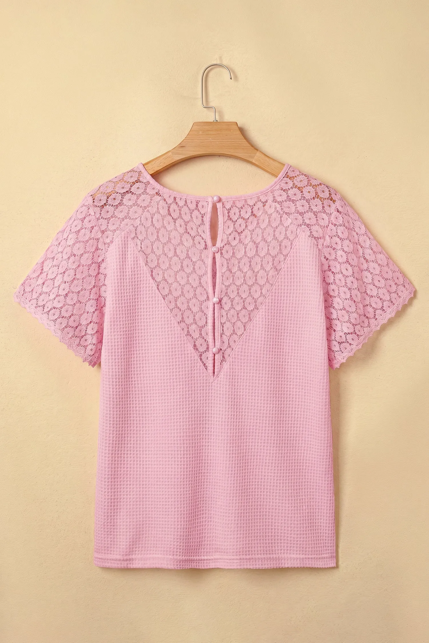 Threaded Pear Nyomi Cutout Waffle Knit Blouse sold by Zulily
