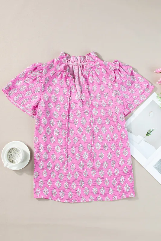 Threaded Pear Miller Ruffled Short Sleeve Blouse made by Threaded Pear