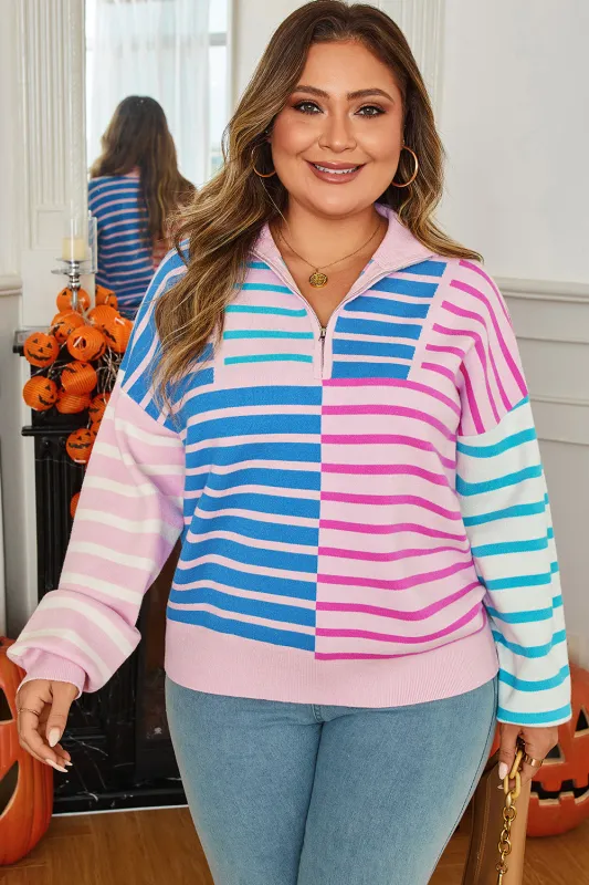 Threaded Pear Margo Patchwork Half Zip PLUS Sweater made by Threaded Pear