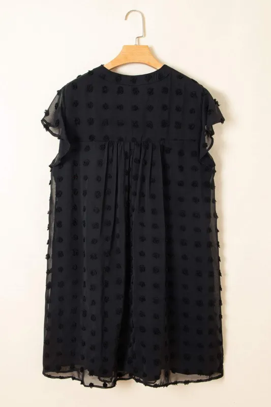 Threaded Pear Lilith Plus Size Dotty Textured Ruffled Dress made by Threaded Pear