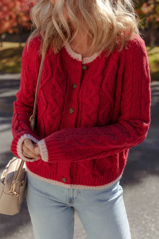 Threaded Pear Kennedy Cable Knit Buttoned Cardigan made by Threaded Pear