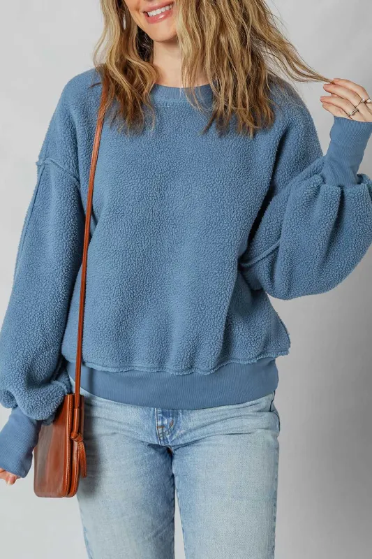 Threaded Pear Kinsley Fleece Exposed Seam Casual Sweatshirt made by Threaded Pear