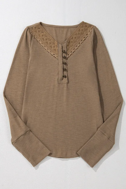 Threaded Pear Khaleesi anglaise Broider Ribbed Long Sleeve Top made by Threaded Pear