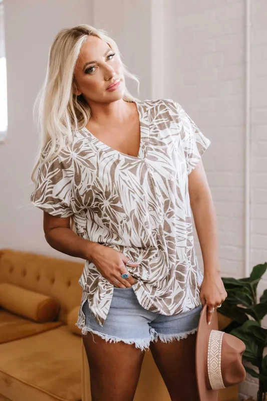 Threaded Pear Karter Floral V Neck Short Sleeve Loose Fit Blouse made by Threaded Pear