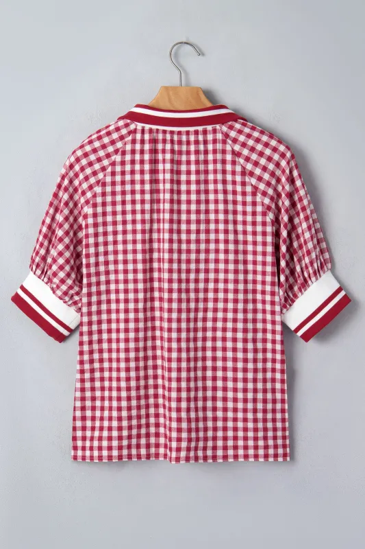Threaded Pear Journi Patchwork Half Zip Blouse made by Threaded Pear