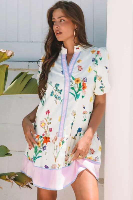 Threaded Pear Harlee Floral Short Puff Sleeve Dress made by Threaded Pear