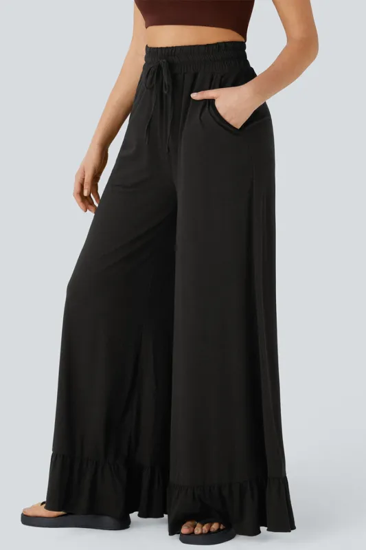 Threaded Pear Freya Ruffled Wide Leg Pants with Pockets made by Threaded Pear