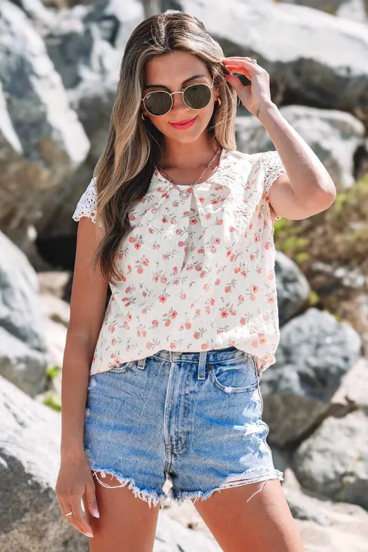 Threaded Pear Estelle Crochet Cap Sleeve Blouse made by Threaded Pear