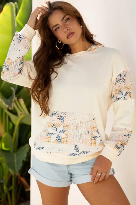 Threaded Pear Dakota Geo Pattern Patchwork Hoodie made by Threaded Pear