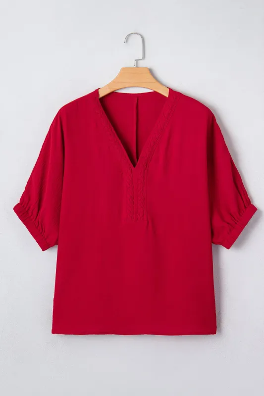 Threaded Pear Willow Trim Half Sleeve Blouse made by Threaded Pear