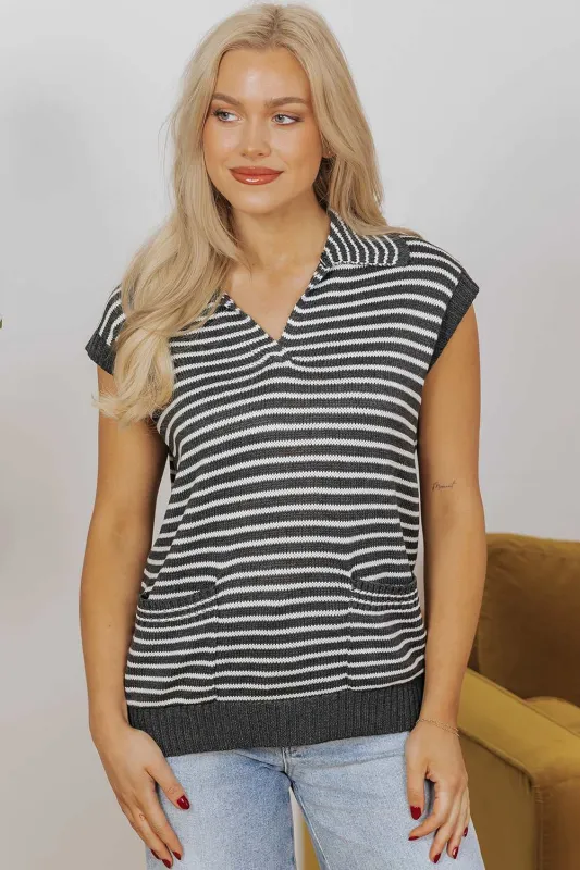 Threaded Pear Teagan Stripe Sweater Vest made by Threaded Pear