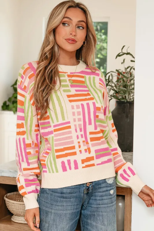 Threaded Pear Tru Pattern Puff Sleeve Sweater made by Threaded Pear