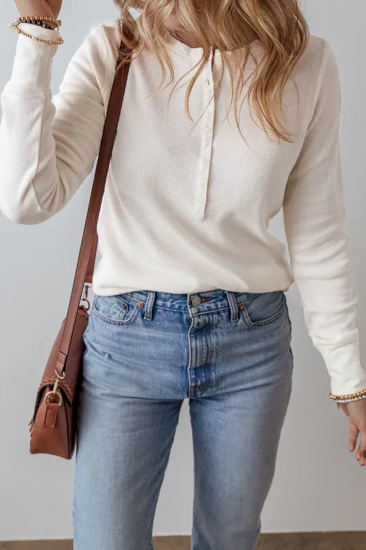 Threaded Pear Teresa Color Waffle Half Long Sleeve Top made by Threaded Pear