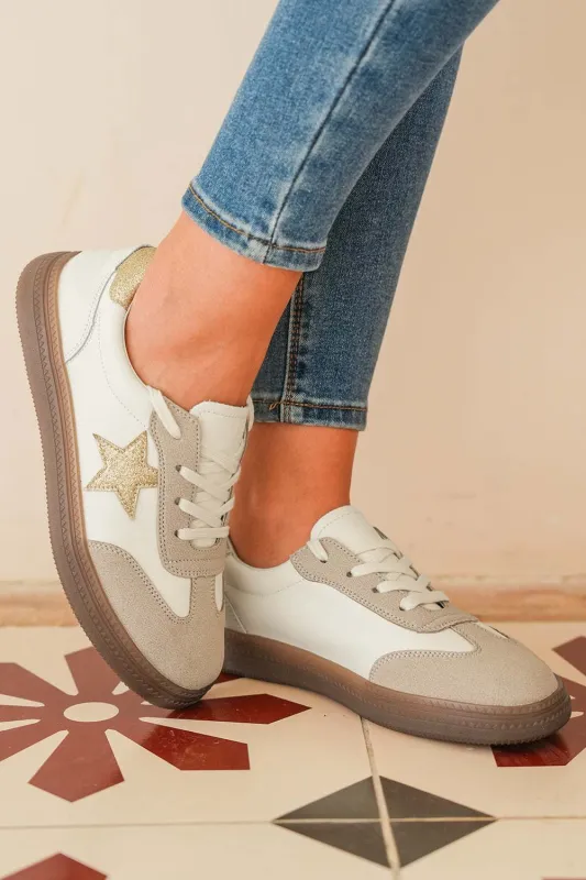 Threaded Pear Avani Shimmer Star Patch Lace up Retro Flattie made by Threaded Pear