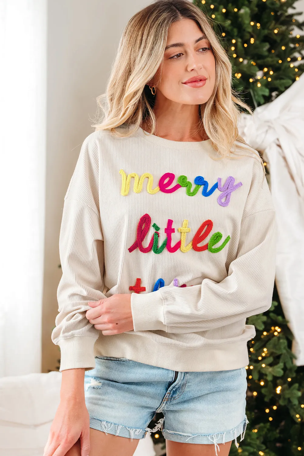 Threaded Pear Sylevi Graphic Ribbed Loose Sweatshirt sold by Zulily