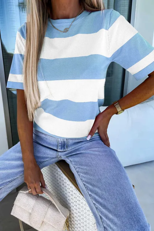 Threaded Pear Anya Striped Knitted T Shirt made by Threaded Pear