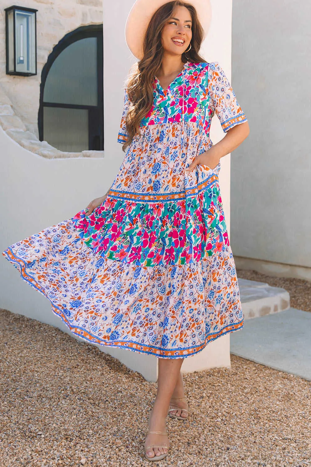 Threaded Pear Siena Mixed Floral Short Sleeve Dress sold by Zulily