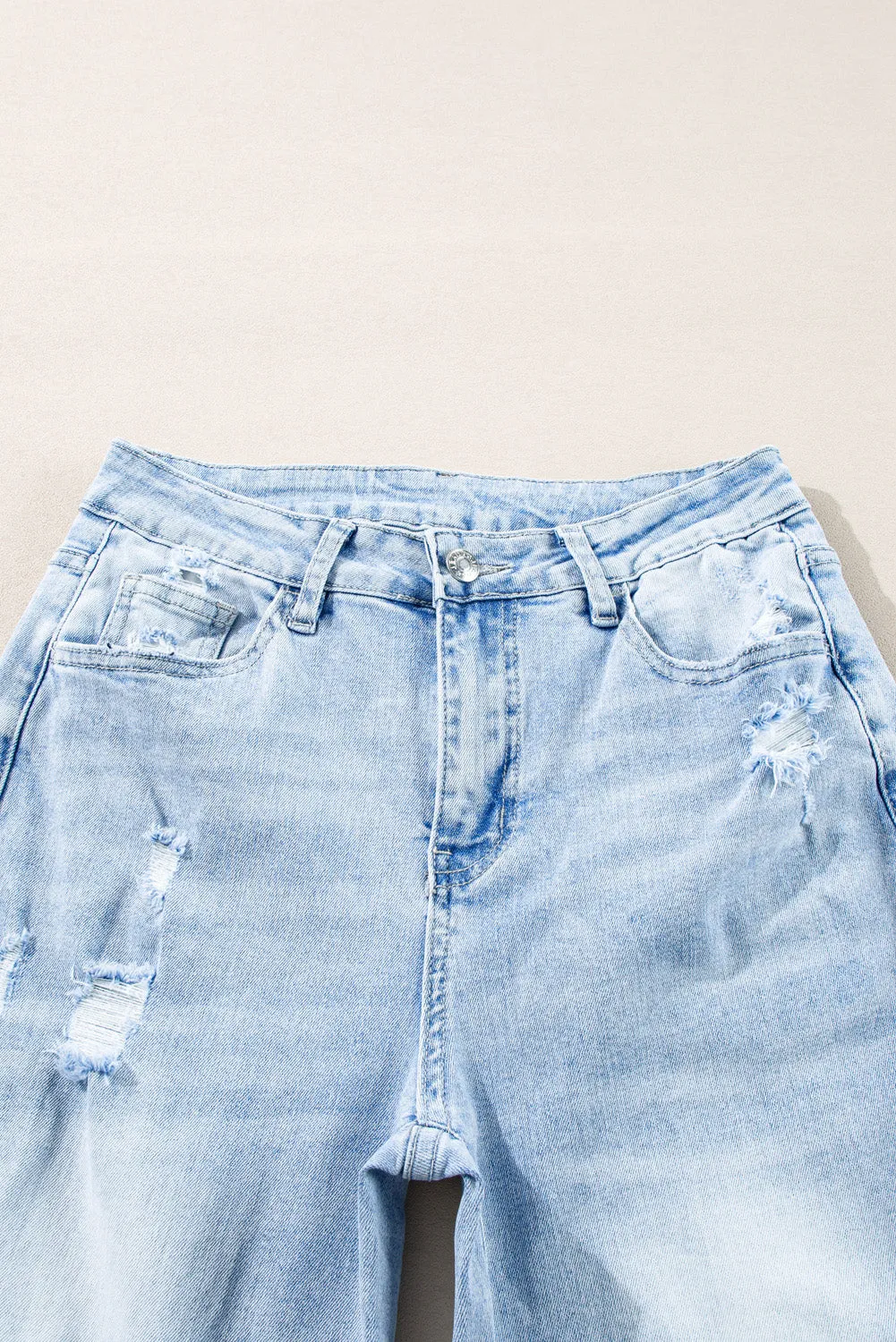 Threaded Pear Saige Wash Distressed Straight Jeans sold by Zulily product image thumbnail 2