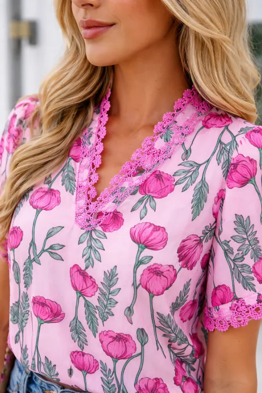 Threaded Pear Ruby Detail Frilled Summer Blouse made by Threaded Pear