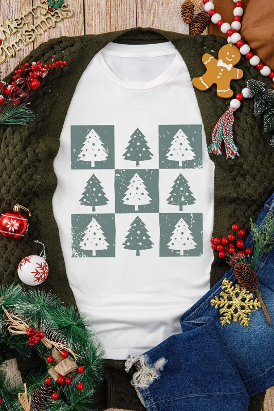 Threaded Pear White Christmas Distressed Graphic Oversize Tee made by Threaded Pear