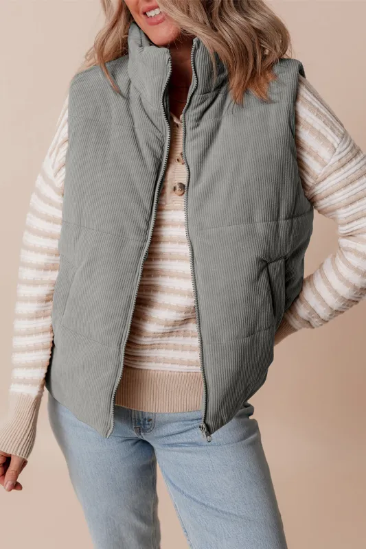 Threaded Pear Taytum Stand Zipped Puffer Vest made by Threaded Pear