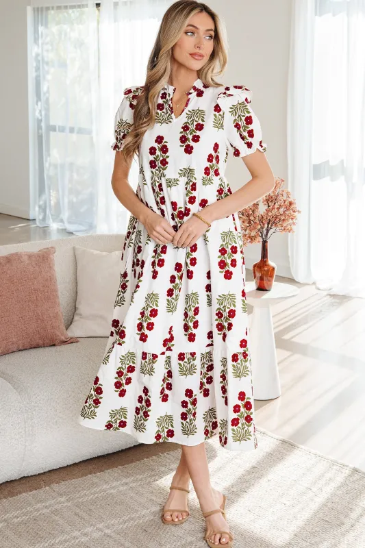 Threaded Pear Promise Sleeve Tiered Maxi Dress made by Threaded Pear