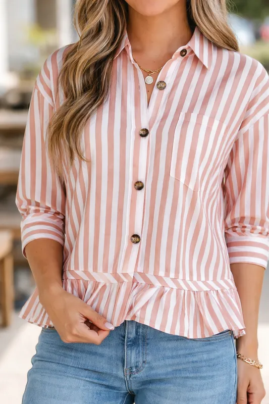 Threaded Pear Tiffany Sleeve Ruffle Hem Shirt made by Threaded Pear