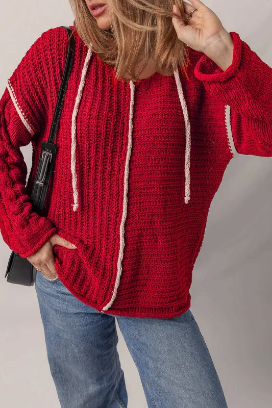 Threaded Pear Olivia Knit Drawstring Hooded Sweater made by Threaded Pear