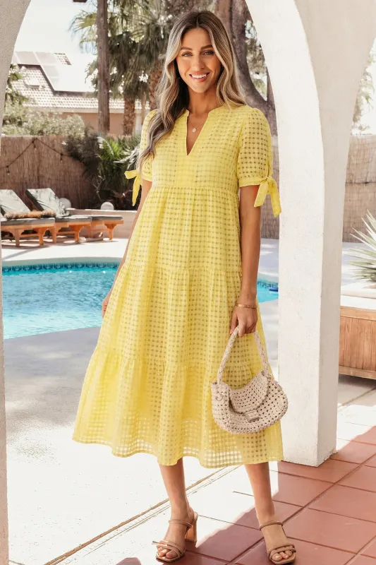Threaded Pear Skyla Sleeve Tiered Midi Dress made by Threaded Pear