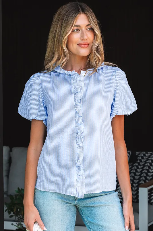 Threaded Pear Monica Short Bubble Sleeve Shirt made by Threaded Pear