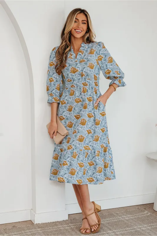 Threaded Pear Rosalee Bracelet Sleeve Long Dress made by Threaded Pear