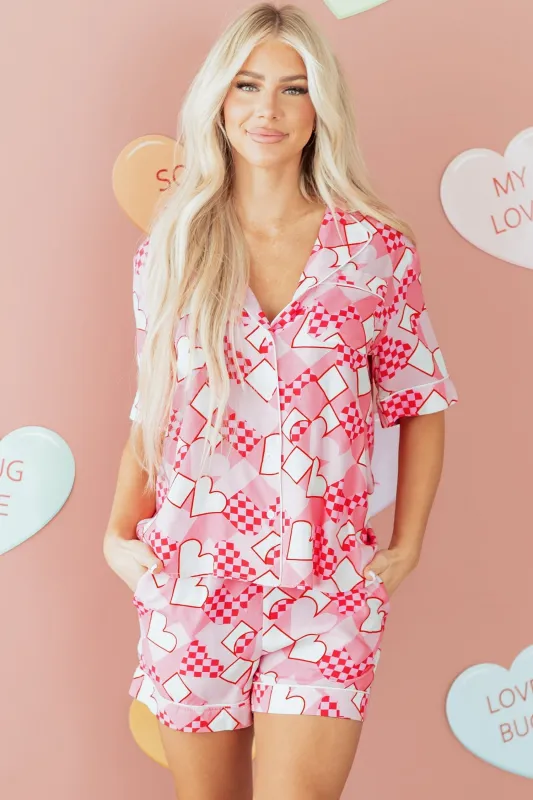 Threaded Pear Rhea Heart Print Shirt made by Threaded Pear