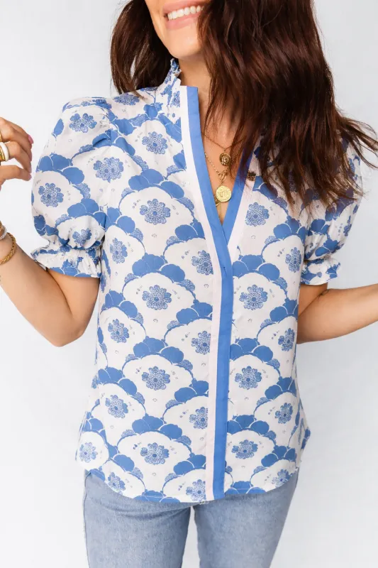 Threaded Pear Mariam Sleeve Contrast Trim Blouse made by Threaded Pear