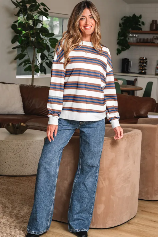 Threaded Pear Marlowe Stripe Drop Shoulder Pullover made by Threaded Pear
