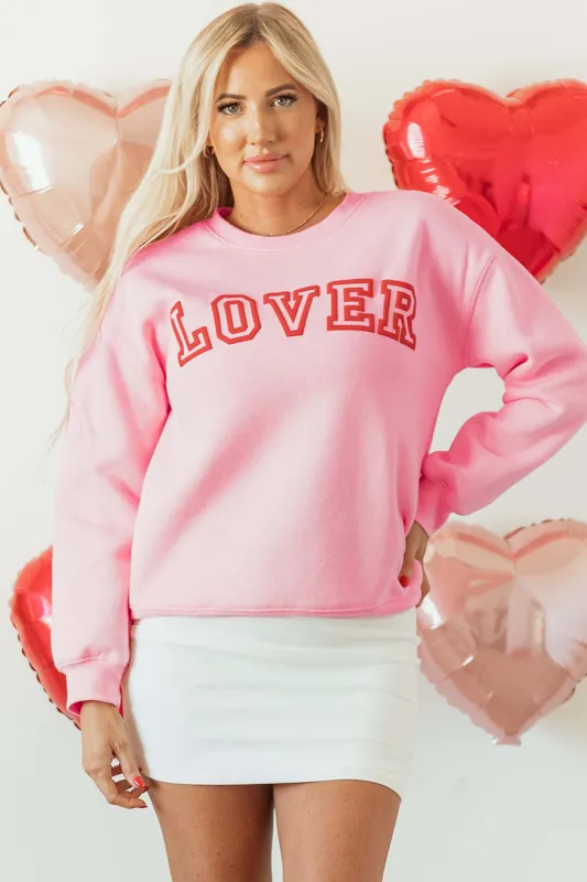Threaded Pear Raya LOVER Puff Print Drop Shoulder Pullover Sweatshirt made by Threaded Pear