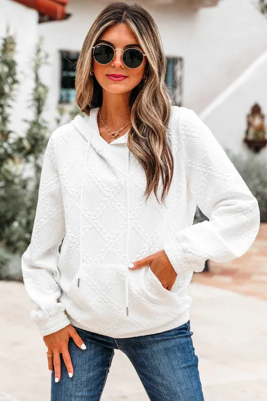 Threaded Pear Magnolia Cable Lattice Texture Kangaroo Pocket Hoodie made by Threaded Pear